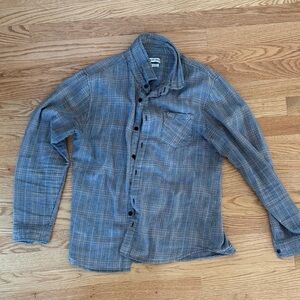 Casual Blue Plaid Button Down Shirt